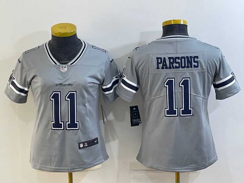 Womens Dallas Cowboys #11 Micah Parsons Grey 2020 Inverted Legend Stitched NFL Nike Limited Jersey->women nfl jersey->Women Jersey
